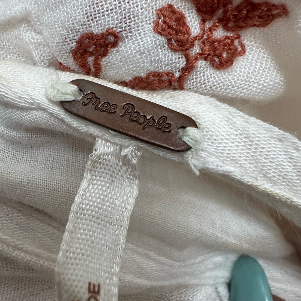 Free People Cream and Orange Floral Long Sleeve Dress - Picture 12 of 13
